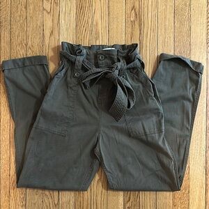 Topshop Olive Green Paperbag Waist Pants